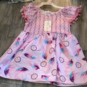 NWT Pete & Lucy Feather Pattern Kids Dress